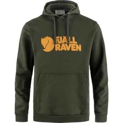 Image of Fjallraven Logo Mens Hoodie Forest Green Size Medium