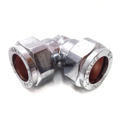 Image of Bag of 10 15mm Compression Chrome Plated Elbow (Known as Elbow/Chrome Pipe Fittings/Brass Fittings Also Available in 15mm, 22mm, 28mm, 35mm and 42mm)