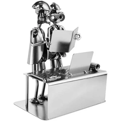 Image of BRUBAKER Screw Man Engineer Handmade Iron Figure Metal Technician Gift Idea for Engineers