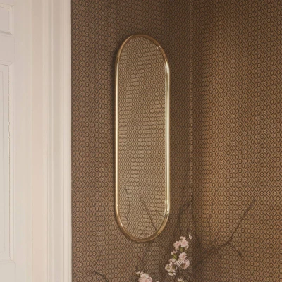 Image of AYTM Angui mirror, gold coloured, height 78 cm, glass, steel