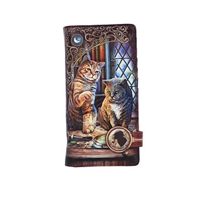 Image of Nemesis Now Lisa Parker Purrlock Holmes Embossed Purse, Brown, 18.5cm