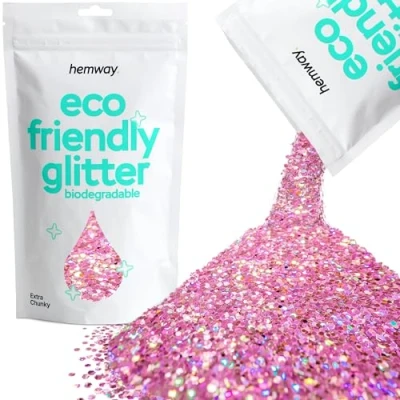 Image of Biodegradable Glitter Pink Holographic Eco Friendly Plant Based Bio Extra Chunky for Face Body Hair Craft Resin Festival Makeup Eyeshadow 100g / 3.5oz