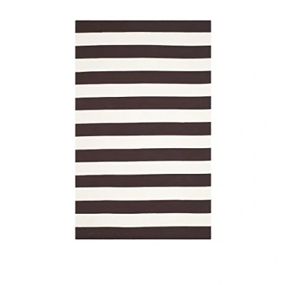 Image of SAFAVIEH Modern Rug for Living Room, Dining Bedroom Montauk Collection, Short Pile, in Chocolate and Ivory, 91 X 152 cm
