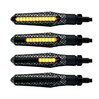 Image of Simda Pro Motorcycle Led indicator Running light Sequential Carbon with approval E mark Waterproof black 12V effect mini