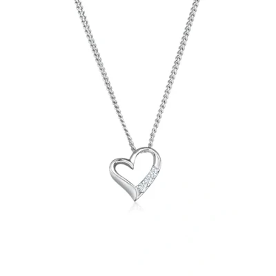 Image of Elli DIAMONDS Necklace Women Heart Pendant Eternity with Diamond (0.04 ct.) in 925 Sterling Silver
