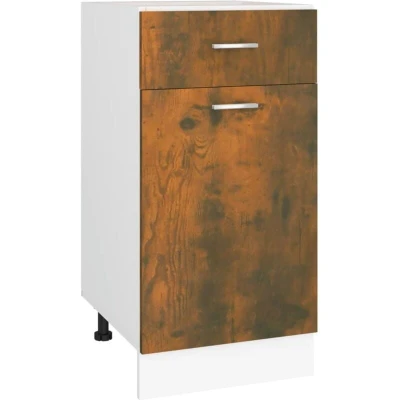 Image of vidaXL Smoked Oak Drawer Bottom Cabinet 40x46x81.5 cm Storage Unit Engineered Wood Kitchen Organizer Modern and Practical Design