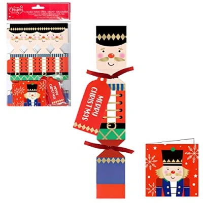 Image of Widdle Gifts Ltd 6 Pack Make your Own Treat Christmas Cracker Kit and Cards Nutcracker Design 0249, (XM8024)