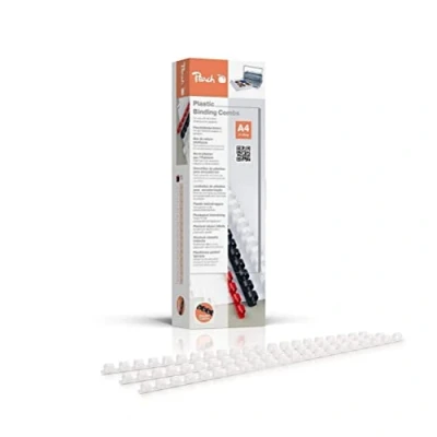 Image of Peach PB408 01 Plastic Binding Combs A4 8 mm 45 Sheets Pack of 100 White