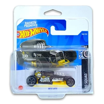 Image of Hot Wheels Mod Rod (Black/Yellow (Broken Promises)) 2/5 Squad 2022 168/250 (Short Card) *** COMES IN A KLAS CAR KEEPER PROTECTIVE COLLECTORS CASE HCV17