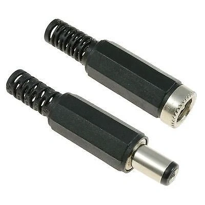 Image of 2.5mm x 5.5mm Pair Male + Female DC Power Plug Socket Jack Connector