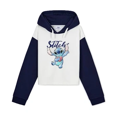 Image of Disney Stitch Hoodie for Girls Cropped Sweatshirt Fashion Top and Teenagers 7 14 Years Gifts (9 10 Years, Dusty Coral)