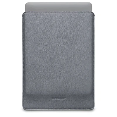 Image of WOOLNUT Sleeve Case for MacBook Pro 14 Charge in Full Grain Leather, Wool Felt Interior Tailor Made Fit Scandinavian Design, Compatible with Apple inch Grey