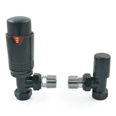 Image of Thermostatic Radiator Valve Angled TRV Style (All Anthracite)