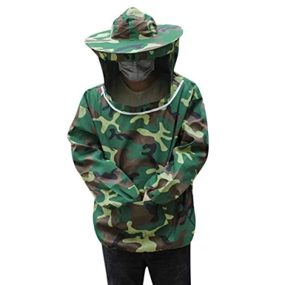 Image of Beekeeping Suit Clothing Jacket with Veil Hood Hat Clothes Professional Protective Equipment Beekeeper Bee Protection Front Zipper