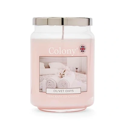 Image of Wax Lyrical, Colony Duvet Days Large Candle, Burn Time of Up 100 Hours, Pink