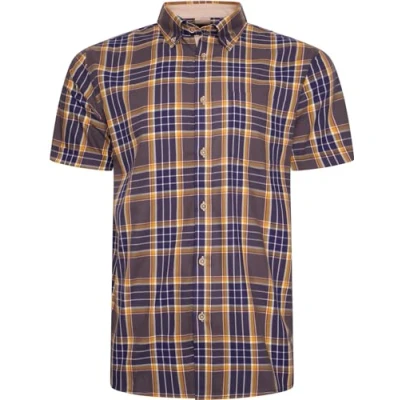 Image of KAM Check Shirt Short Sleeve Chest Pocket Button Down Casual Mens Plus Size 2XL 8XL 6282 (UK, Alpha, 7XL, Plus, Regular, Navy)