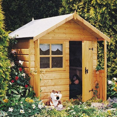 Image of 5&#039; x 4&#039; Shire Club Kids Wooden Playhouse (1.42m 1.48m)