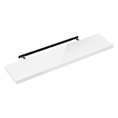 Image of eSituro Floating Shelf, Wall White High Gloss Mounted Storage Shelf for Bedroom/Living Room/Kitchen/Bathroom/Hallway, W100xD22.9xT3.8 cm