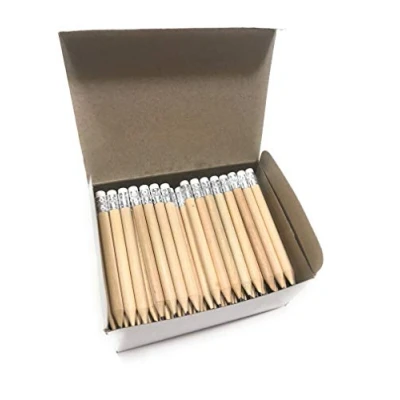 Image of Pack of 100 Short Mini Pencils with Eraser, Half Pencil, Golf Pencil
