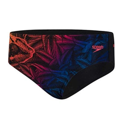 Image of Speedo Junglelizzard Digital Placement 6.5 cm Brief Swimsuit Children, Boys, Swim Briefs, 8 04285D838, Black, Navy, Cosmo/Lava Red, Mango, 13 14
