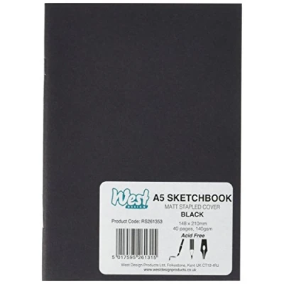 Image of West RS261353 A5 SKETCHBOOK MATT BLACK 140g