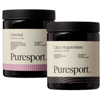 Image of Puresport Ultimate Sleep Bundle 1 x Ultra Magnesium (90 Capsules) &amp; Unwind Nootropic (60 Combines Two Products for Value Informed Sport Certified