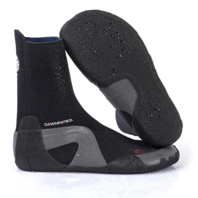 Image of RIP CURL Dawn Patrol 3mm Round Toe Neoprene Wetsuit Boots Shoes Black Unisex Easy slide on system SOS Sensitive