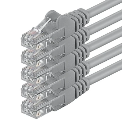 Image of 1aTTack.de 1m Cat 6 Ethernet Cable Gigabit RJ45 LAN Patch Cord Compatible with Internet, Router, Modem, Smart TV, PC &amp; Laptop Switch Modem grey 5 pieces
