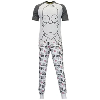 Image of The Simpsons Mens Homer Simpson Pyjamas Size XX Large Grey