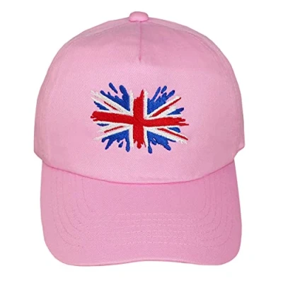 Image of TeddyTs Great Britain Union Jack Flag Pink Adjustable Girl&#039;s Baseball Cap (5 10 Years)