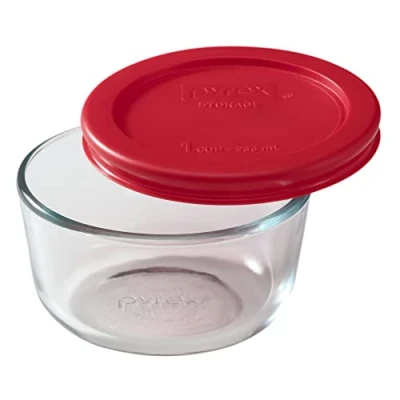 Image of Pyrex Simply Store Meal Prep Glass Food Storage Container (1 Cup, BPA Free Lid, Oven Safe)