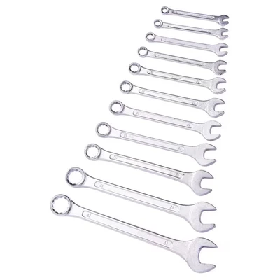Image of Amtech K0425 Combination Spanner Set, 11 Pieces Chrome Plated, Corrosion Resistant, Supplied with Storage Rack, 6mm 19mm