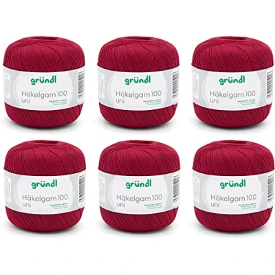 Image of Gründl Crochet Yarn, Cotton, Red Brown, 6 x 100 g