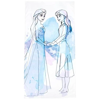 Image of Jay Franco Disney Frozen Watercolor 86cm x 162cm 100% Large Cotton Beach Towel,White