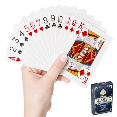 Image of WUGAUWOR Waterproof Playing Cards, Premium Plastic Deck of Poker Cards Games for Camping Games, Standard Index Card Blackjack Bridge 1 Deck, Blue