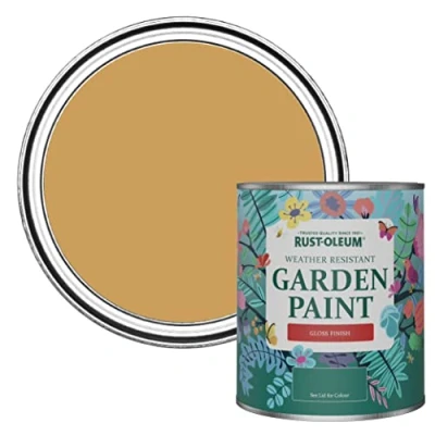 Image of Rust Oleum Yellow Mould Resistant Garden Paint In Gloss Finish Dijon 750ml