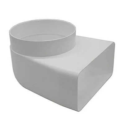 Image of Kair Elbow Bend Adaptor 150mm x 70mm to 125mm 5 inch Rectangular Round 90 Degree Adapter for Converting Different Size Plastic Ducting Systems