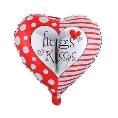 Image of Zebra Balloons Red/Silver Kisses Heart Foil Balloon, 45cm/18inch