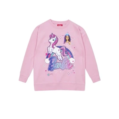Image of Barbie Sweatshirt Long Sleeve Girls Unicorn Jumper Pink 4 5 Years