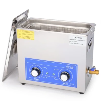 Image of Labasics Ultrasonic Cleaner, 304 Stainless Steel All purpose Cleaner with Mechanic Control Panel of Heating and Timer for Laboratory 40kHz 220V, 6.5L