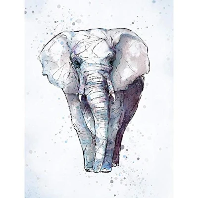 Image of Wee Blue Coo Painting Digital Evry African Elephant Art Print Poster Wall Decor 12X16 Inch