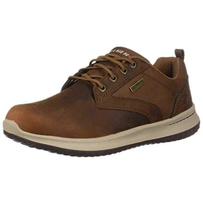 Image of Skechers Men&#039;s Delson Antigo Oxfords, Dark Brown Leather, 8 UK