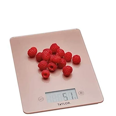 Image of Taylor Pro Rose Gold Glass 5kg Digital Kitchen Scale