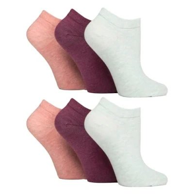 Image of Gentle Grip 6 Pairs Diabetic Trainer Socks for Women Non Elastic Soft Top Extra Wide Ankle (4 8, Pink/Mint/Raspberry)