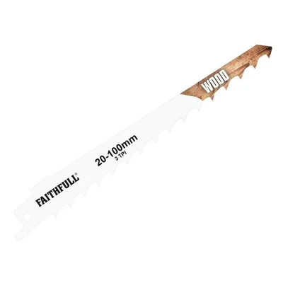 Image of Faithfull S617K Sabre Saw Blade Wood 150mm 3 TPI (Pack of 5) FAISBS617K