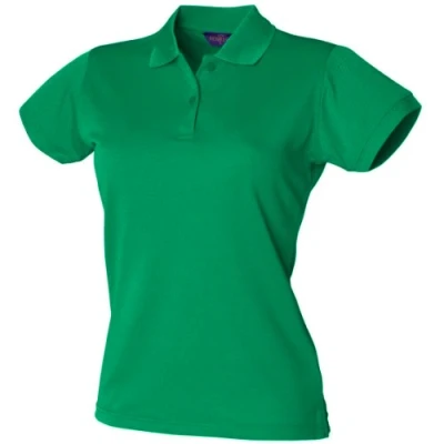 Image of Henbury Womens/Ladies Coolplus® Fitted Polo Shirt (L) (Kelly Green)
