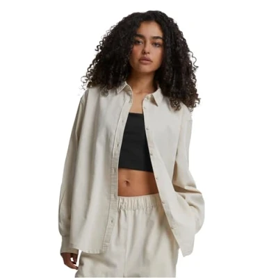Image of Urban Classics Women&#039;s Ladies Linen Mixed Oversized Shirt, Softseagrass, 3XL