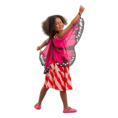 Image of PRETEND TO BEE Pink Butterfly Wings Fancy Dress Costume Accessory for Kids, Children, 3+ Years