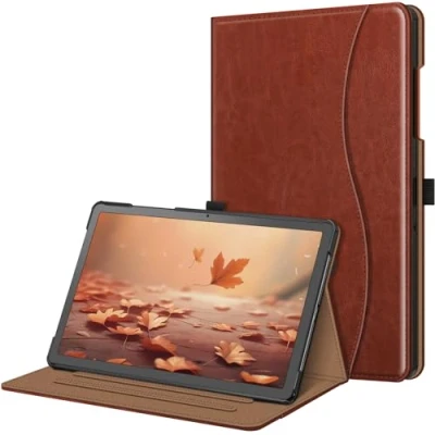 Image of Fintie Case for Samsung Galaxy Tab A9 Plus/A9+ 5G 11 Inch 2023 Model (SM X210/X216/X218), Multi Angle Viewing Smart Stand Back Cover with Pocket Auto Wake/Sleep, Brown