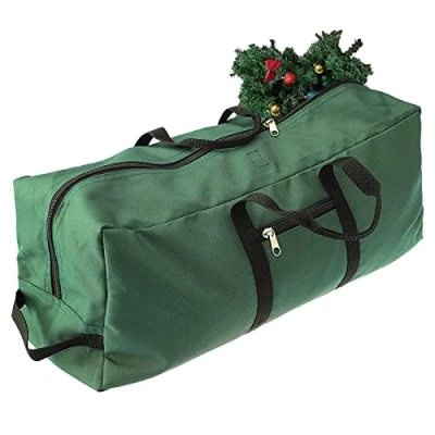 Image of QYLJZB Christmas Storage Bag,Xmas Tree Wreath Decorations Bags, Stores a 4.9 Ft Artificial Xmas Holiday with Durable Handles Sleek Dual Zipper(Green)